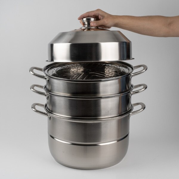 Image of Stainless Steel Maru Steamer 3 Tier 14.25" 8