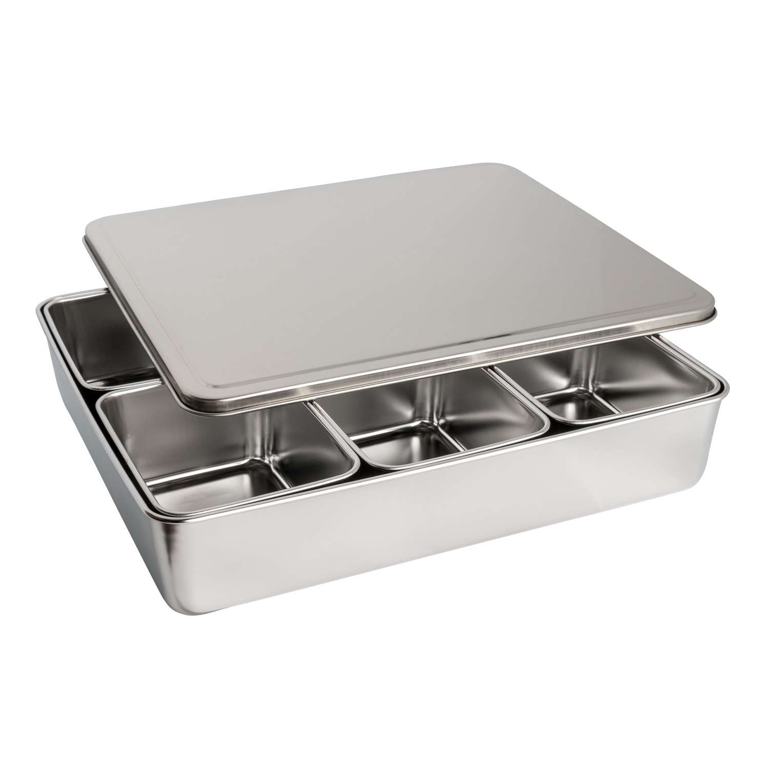 Stainless Yakumi Pan/Seasoning Container w/4 Compartments