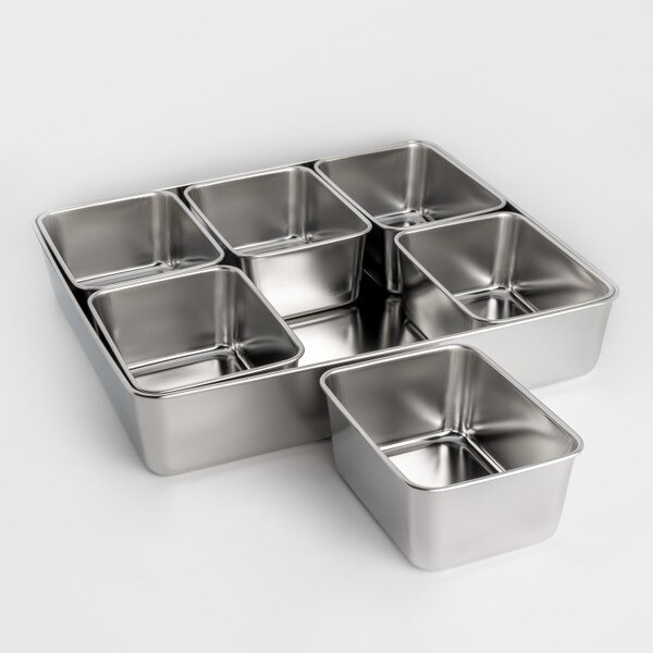 vendor-unknown Stainless Steel Yakumi Pan Container with 2 Compartments