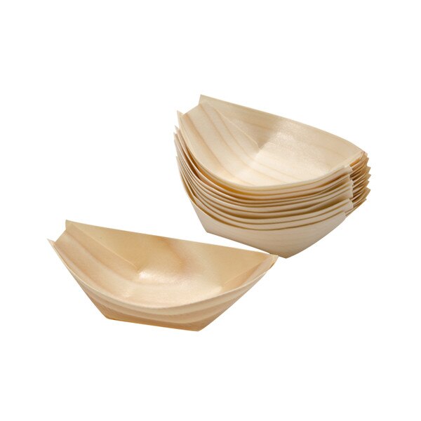 Image of Disposable Pine Wood Boat 3" 1