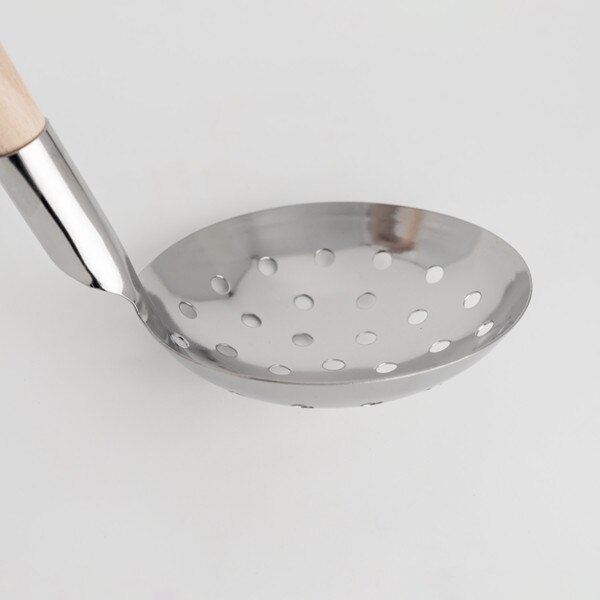 Image of Slotted Ladle with Wooden Handle 3