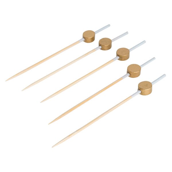 Image of Disposable Bamboo Skewers with Gold Ball 3.5”L (8.9cm) (50/pack) 1
