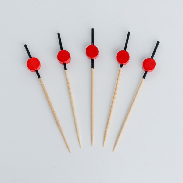 Image of Bamboo Skewers with Red Ball 3.5" 3