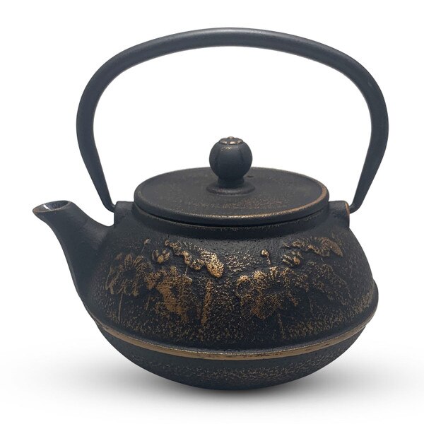 Image of Cast Iron Gold and Black Teapot 25 oz 1