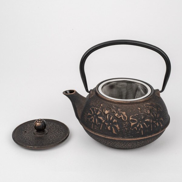 Image of Cast Iron Gold and Black Teapot 25 oz 3