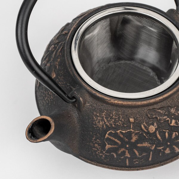 Image of Cast Iron Gold and Black Teapot 25 oz 4