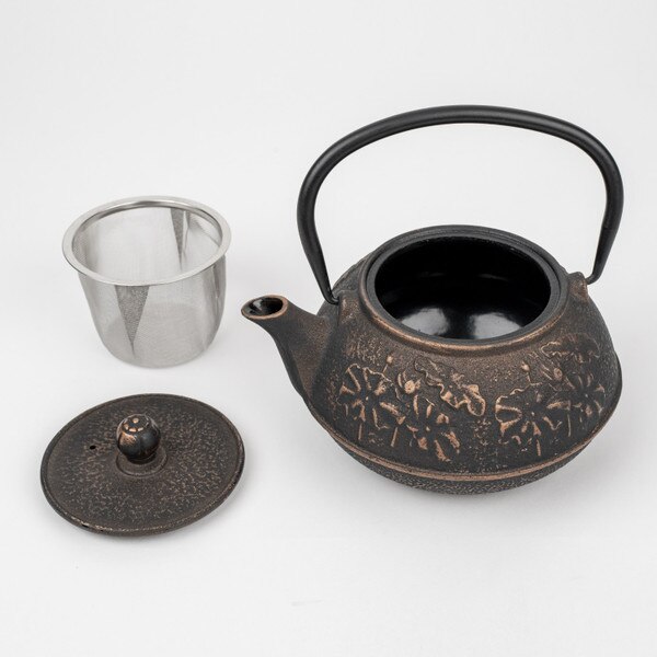 Image of Cast Iron Gold and Black Teapot 25 oz 5