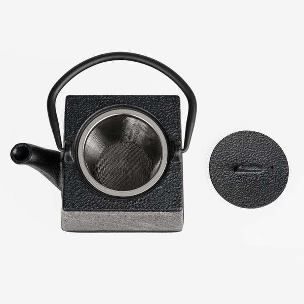 Image of Black Square Cast Iron Teapot 20 oz 4