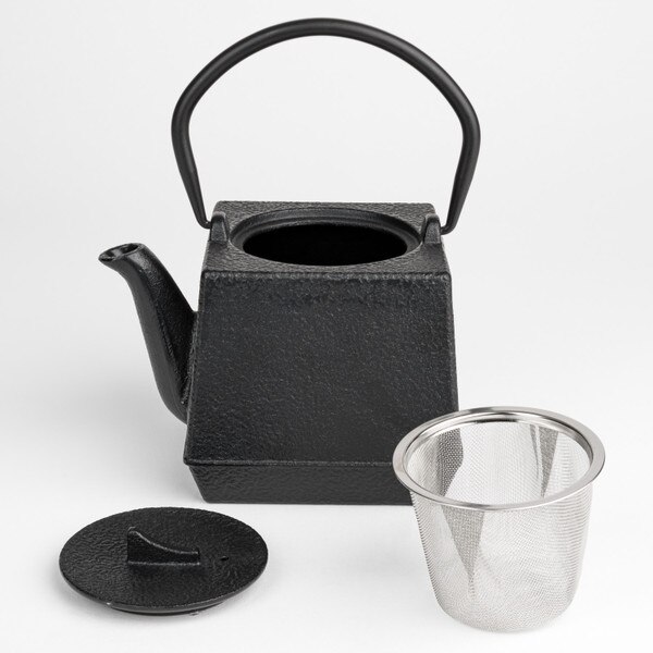 Image of Black Square Cast Iron Teapot 20 oz 5