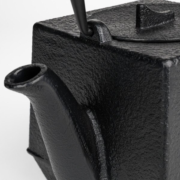 Image of Black Square Cast Iron Teapot 20 oz 6