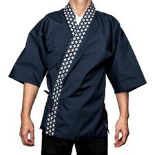 Blue Daiya Collar Sushi Chef Coat - Medium