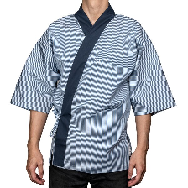 Image of Blue Striped Sushi Chef Coat - Medium