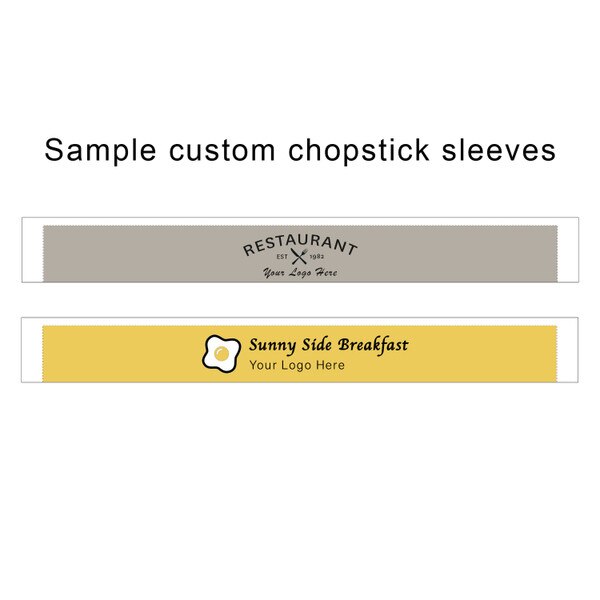 Image of Custom Disposable Bamboo Chopsticks (Tensoge) 9.5" w/ Full White Sleeve 3 Colors or Full Sleeve Printing 4
