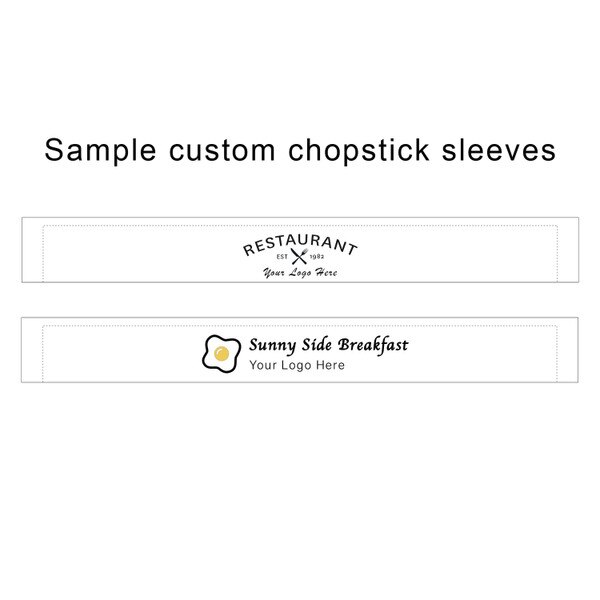 Image of Custom Disposable Bamboo Chopsticks (Tensoge) 9.5" w/ Full White Sleeve up to 2 Colors 2