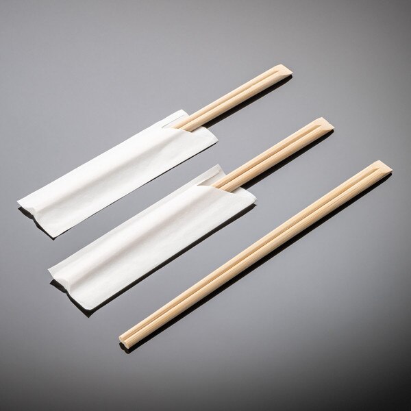 Image of Disposable Bamboo Chopsticks (Tensoge) 8" with 5" White Sleeve 2000 pairs/case 1